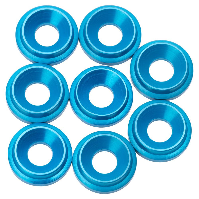 Premium LowPro 7075 alloy M3 Countersunk Washers - Brite Blue - 8pcs