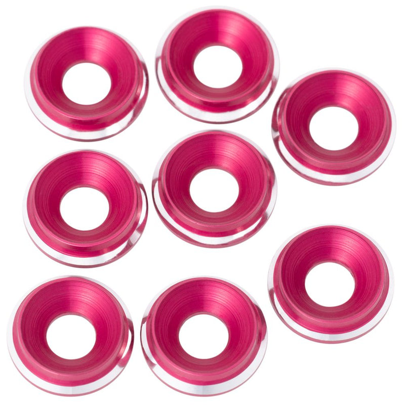 Premium LowPro 7075 alloy M3 Countersunk Washers - Hot Pink Shine - 8pcs