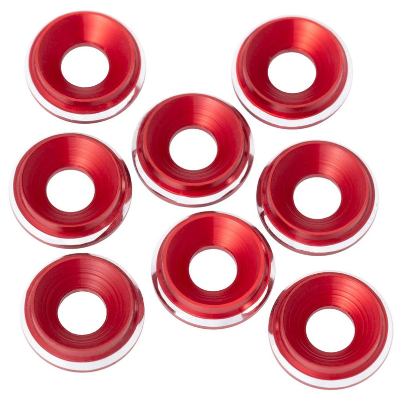 Premium LowPro 7075 alloy M3 Countersunk Washers - Red Shine - 8pcs