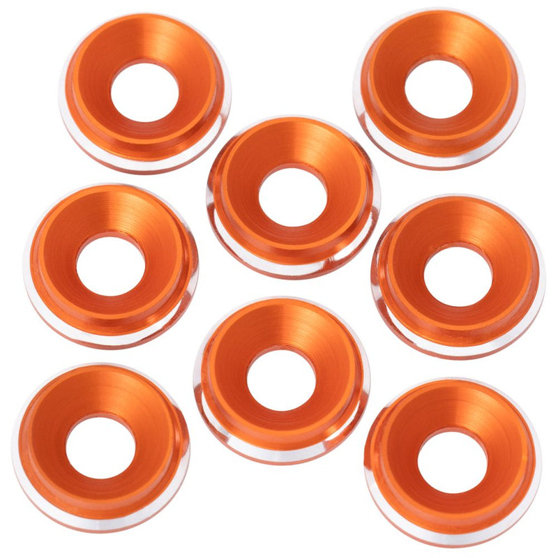 Premium LowPro 7075 alloy M3 Countersunk Washers - Orange Shine - 8pcs