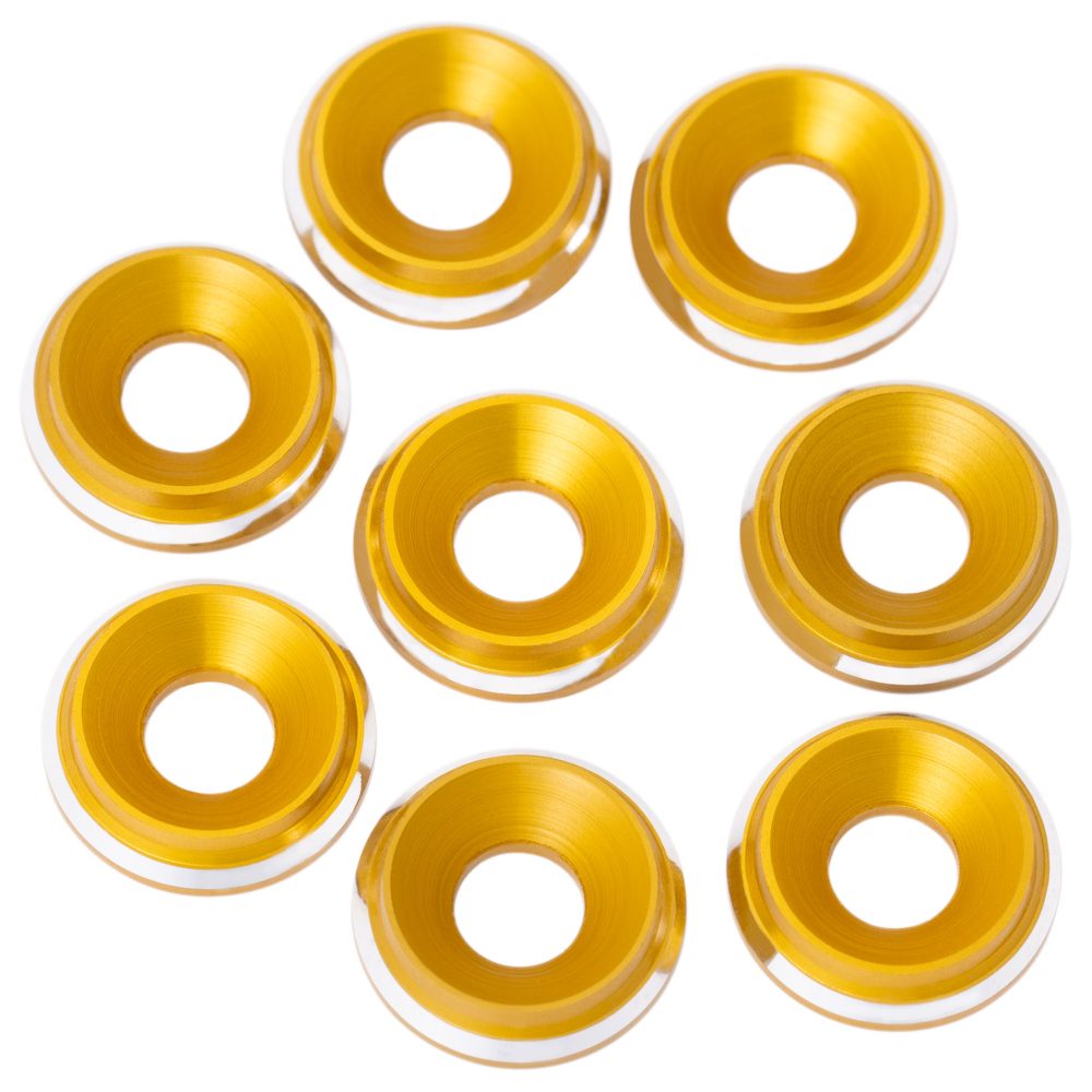 Premium LowPro 7075 alloy M3 Countersunk Washers - Gold Shine - 8pcs