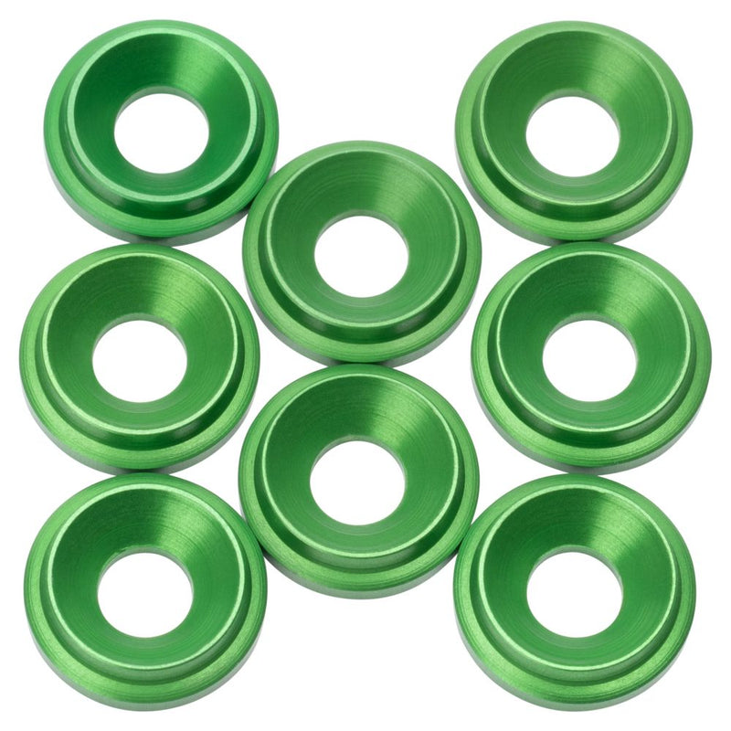 Premium LowPro 7075 alloy M3 Countersunk Washers - Green - 8pcs