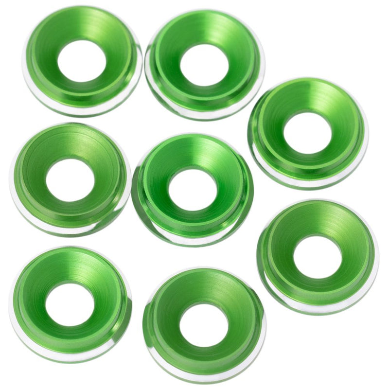Premium LowPro 7075 alloy M3 Countersunk Washers - Green Shine - 8pcs