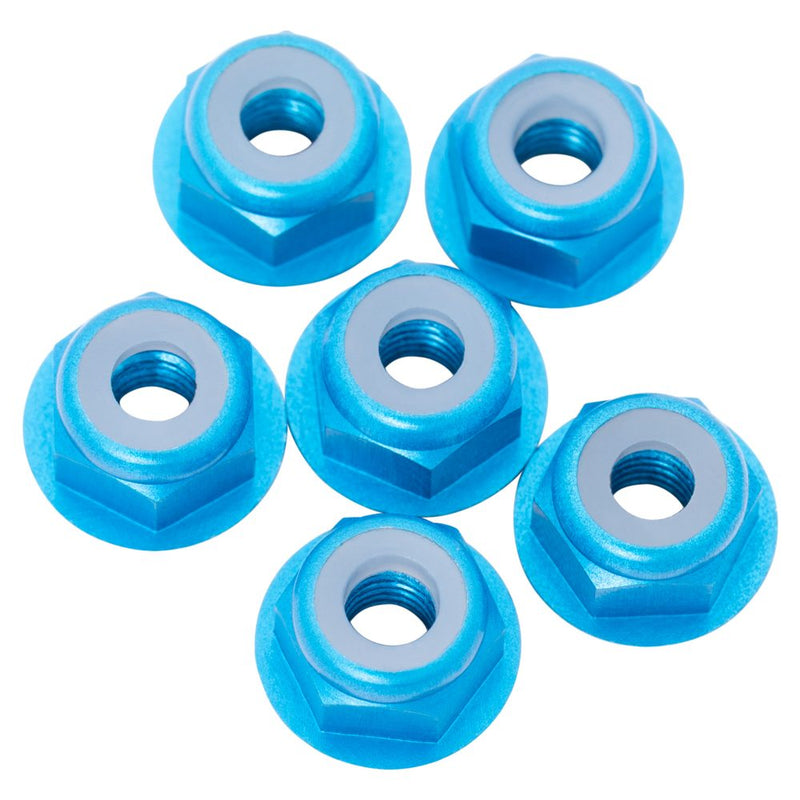 1Up 7075 M3 aluminium flanged locknuts - Brite Blue - 8pcs