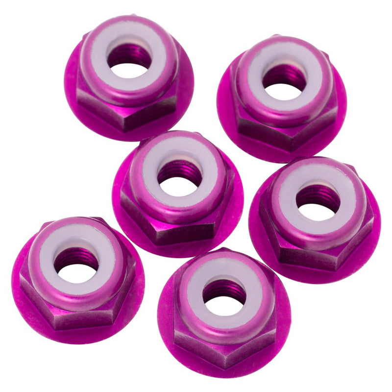 1Up 7075 M3 aluminium flanged locknuts - Purple - 8pcs