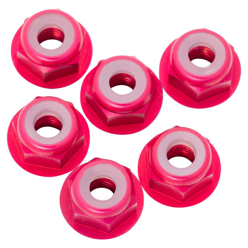 1Up 7075 M3 aluminium flanged locknuts - Hot Pink - 8pcs
