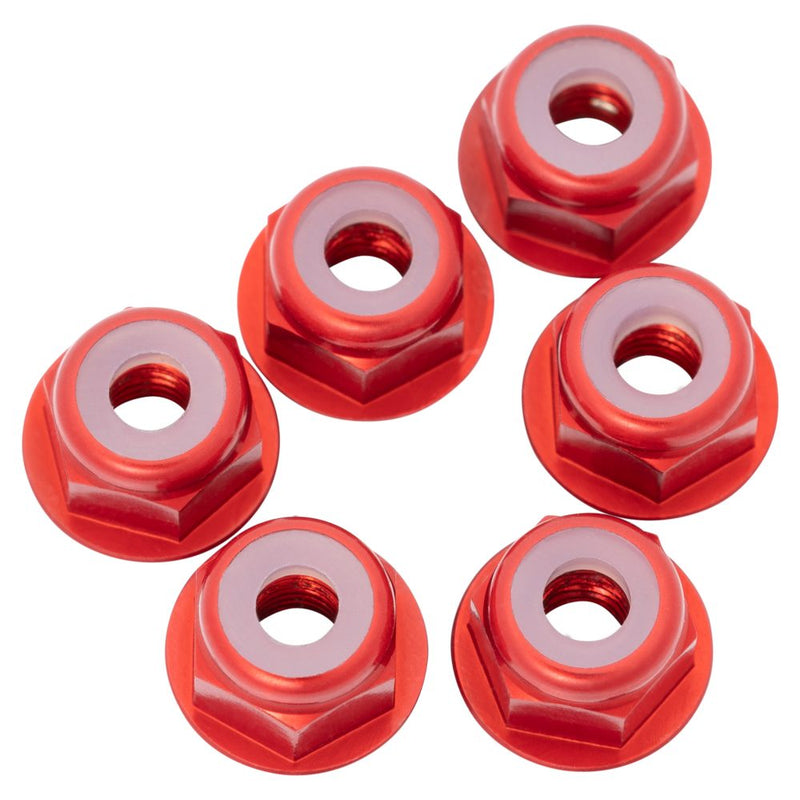 1Up 7075 M3 aluminium flanged locknuts - Red - 8pcs