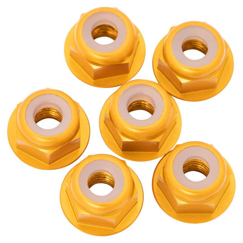 1Up 7075 M3 aluminium flanged locknuts - Gold - 8pcs