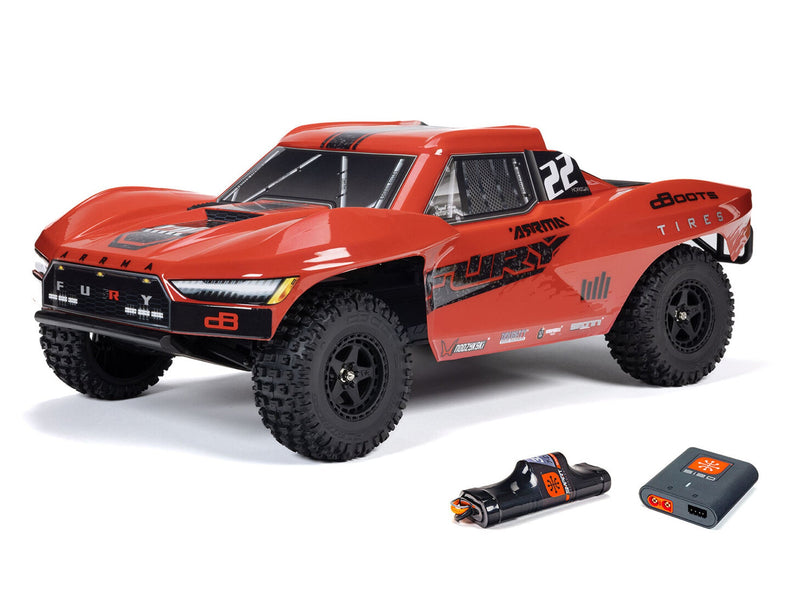 ARRMA 1/10 FURY MEGA 550 4X2 SCT with Battery & Charger Red - ARA3221ST1