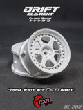 DS Racing Drift Element 6 Spoke (Triple White w/Black Rivets) (2) DE-202