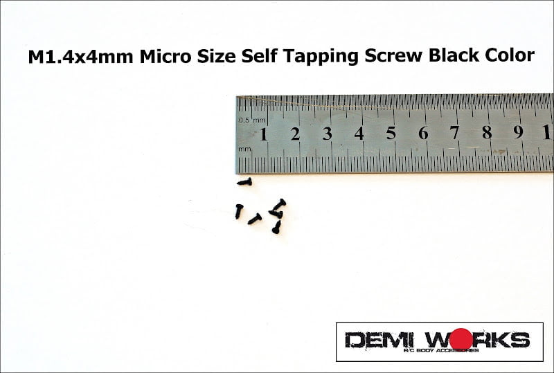 Demi Works M1.4x4mm Micro Size Self Tapping Screw Black - DWM1,4B