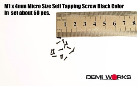 Demi Works M1 x4mm Micro Size Self Tapping Screw Black - DWM1B