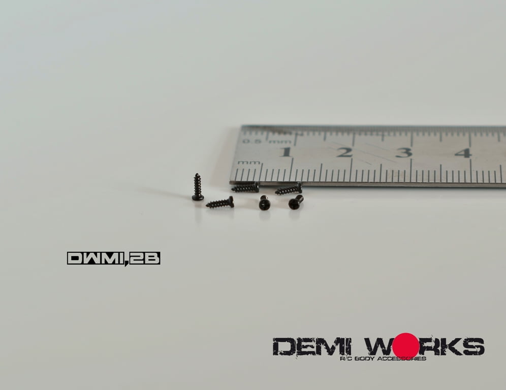 Demi Works M1,2 x4mm Micro Size Self Tapping Screw Black - DWM1,2B