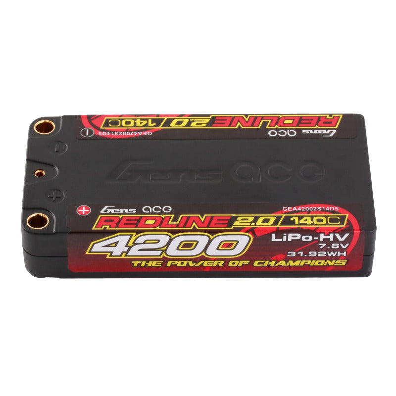 Gens Ace Redline Li-Po HV Car Hard Case 2S1P 7.6V 4200mAh 140C RL2 Short 5mm - O-GC2H4200S-140G5