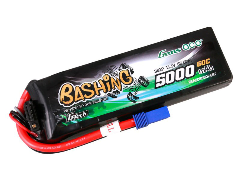 Gens Ace Li-Po Car G-Tech 3S 11.1V 5000mAh 60C Bashing with EC5 - O-GTC3S5000-60E5