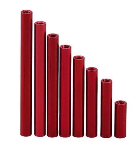 RCKO M3 x 5mm Red Anodised Aluminium Alloy Spacer / Standoff (4 Pcs)