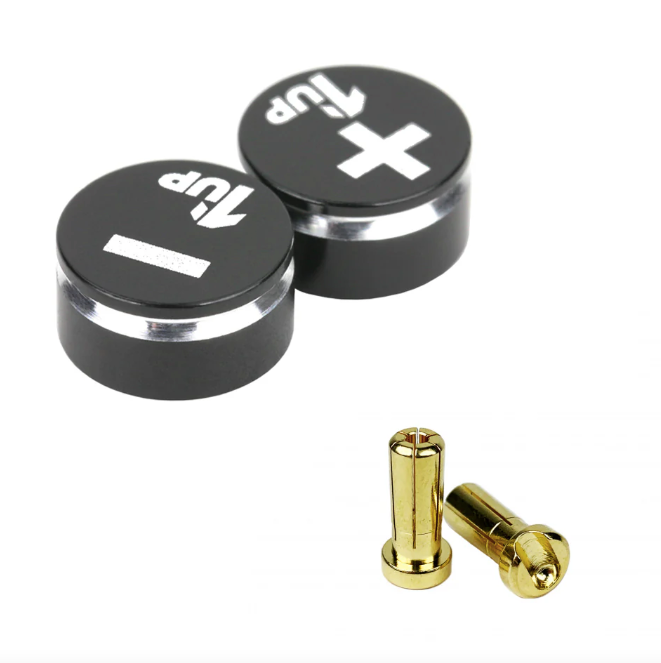 1up Racing LowPro Bullet Plug Grips – Black/Black + LowPro Bullet Plugs 4mm (2pcs) 1U-190411