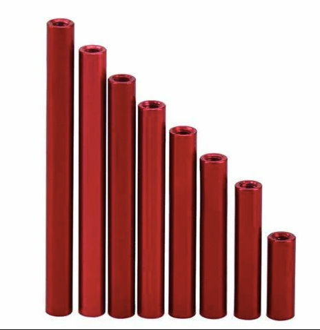 M3 x 5mm Red Anodised Aluminium Alloy Spacer / Standoff (4 Pcs)
