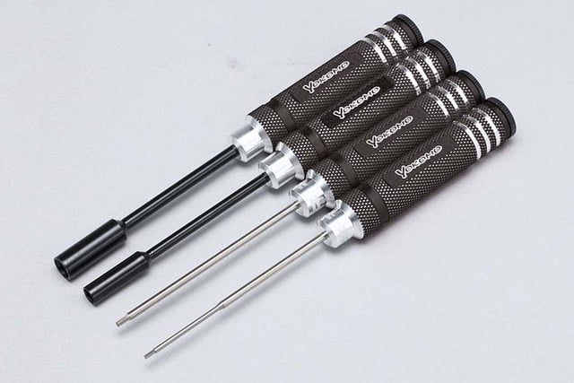 Yokomo Hex Driver 1.5/2.0mm & Nut Driver 5.5/7.0mm 4-Piece Set (Black) YT-YRTSB