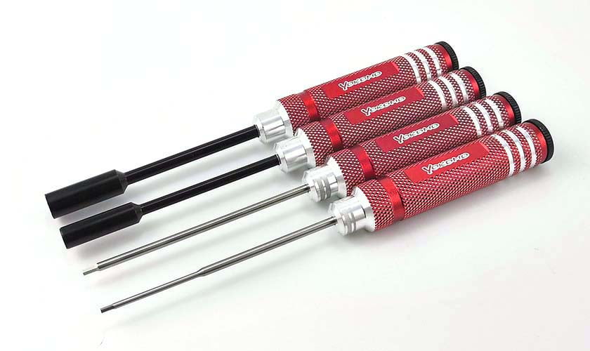 Yokomo Hex Driver 1.5/2.0mm & Nut Driver 5.5/7.0mm 4-Piece Set (Red) YT-YRTSR