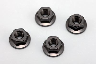 Yokomo Serrate Aluminum Flanged Nut (Black·4pcs) ZC-N4FBK