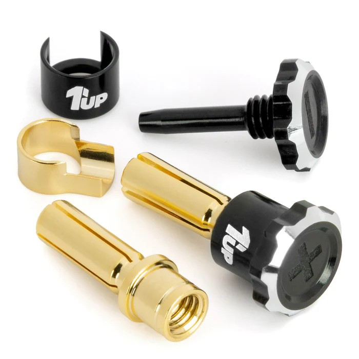 1Up Lockdown adjustable bullet plugs – 4mm – black/black (pr) 1U-190440