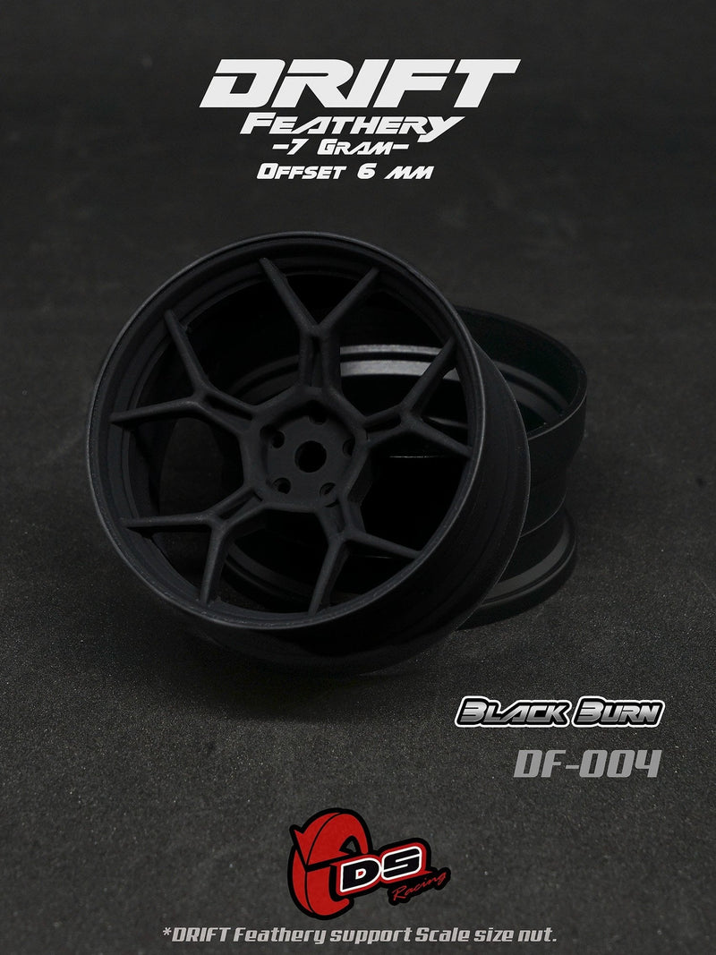 DS Racing Drift Feathery Wheel (2pcs) Black Burn +6mm offset - DF-004