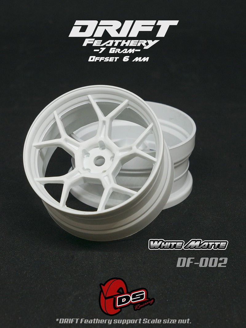 DS Racing Drift Feathery Wheel (2pcs) White Matte +6mm offset - DF-002
