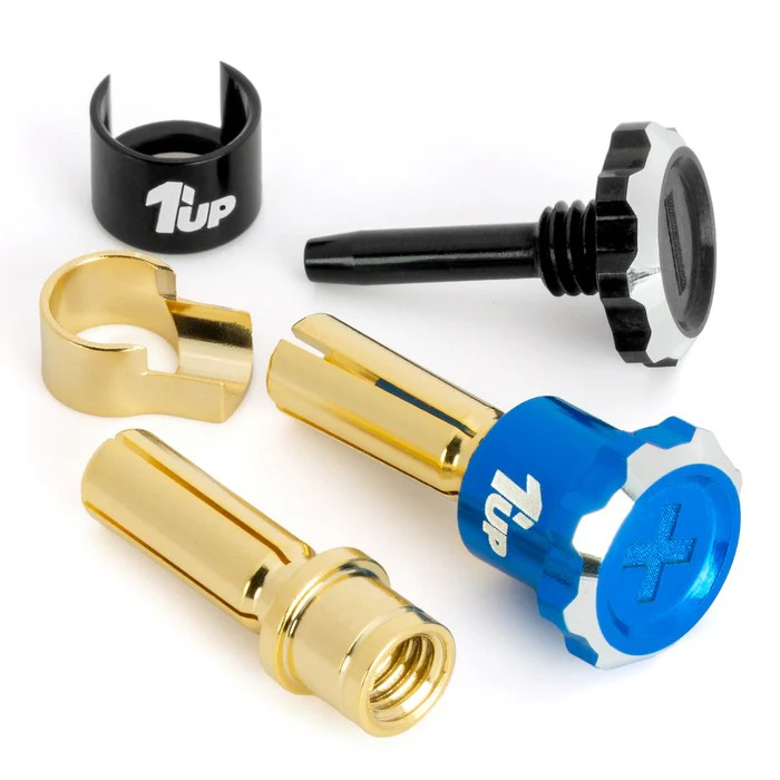 1Up Lockdown adjustable bullet plugs – 4mm – blue/black (pr) 1U-190441
