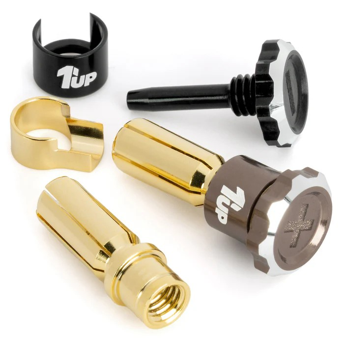 1Up Lockdown adjustable bullet plugs – 5mm – gun metal/black (pr) 1U-190459
