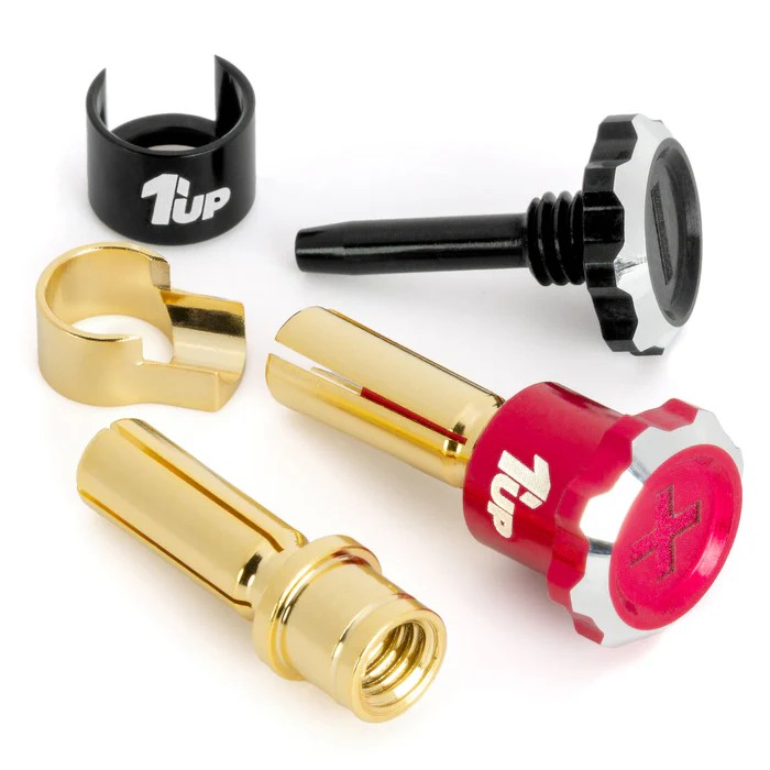 1Up Lockdown adjustable bullet plugs – 4mm – hot pink/black (pr) 1U-190444