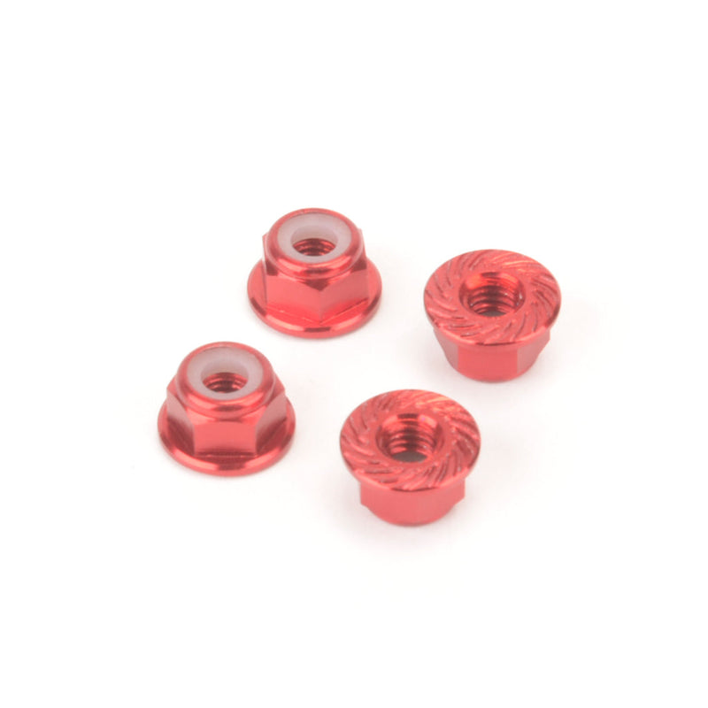 M4 Alloy Serrated Nyloc Nuts - Red - 4pcs - MK5485R