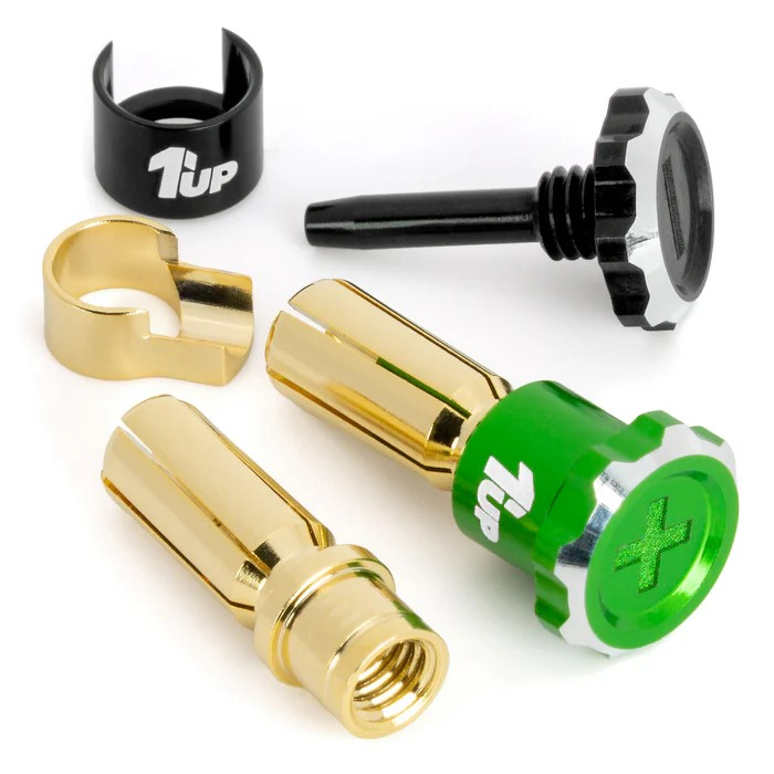 1Up Lockdown adjustable bullet plugs – 5mm – green/black (pr) 1U-190458