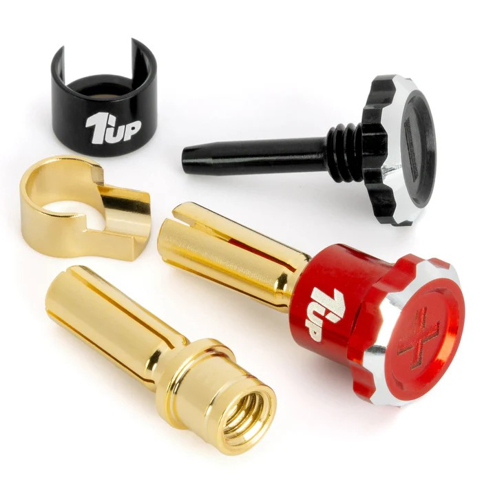 1Up Lockdown adjustable bullet plugs – 4mm – red/black (pr) 1U-190445