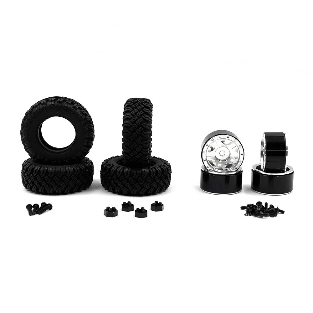 Yeah Racing Aluminum CNC 5 Spoke Beadlock Wheel Set For Kyosho Mini-Z 4x4 Toyota - WL-0158SV