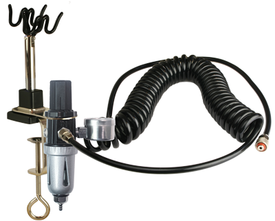 Sparmax 2-Way Airbrush Holder/Hanger with Air Pressure Regulator, Moisture Filter, bracket and cooling hose - Z-HANG-2-REG-COOL