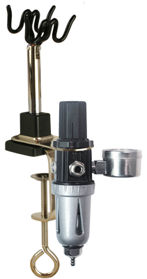 Sparmax 2-Way Airbrush Holder/Hanger with Air Pressure Regulator, Moisture Filter and bracket - Z-HANG-2-REG